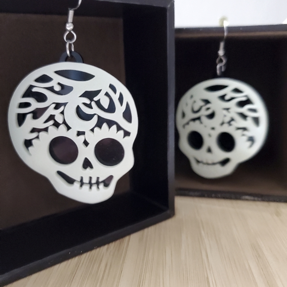 GLOWING Skull Earrings - Acrylic Calaveras - Witchy Accessories
